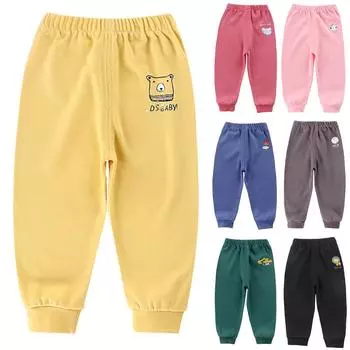 Детские шаровары с мультяшным принтом для мальчиков и девочек, повседневные спортивные длинные брюки, свободные спортивные штаны для бега 80 розовый