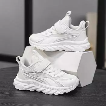 Детские школьные белые черные туфли для мальчиков и девочек, повседневные кроссовки для детей, для ходьбы, бега, походов, тенниса, спортивные кроссовки, дышащие 28 чёрный