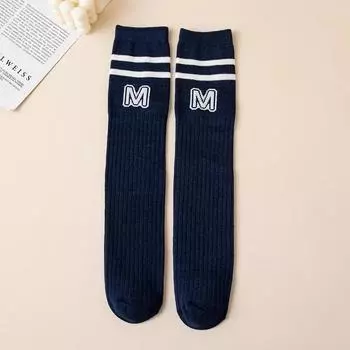 Детские школьные носки для мальчиков и девочек, модные гольфы с буквой М для малышей, детские хлопковые мягкие носки на весну и осень S (1-5 Year)