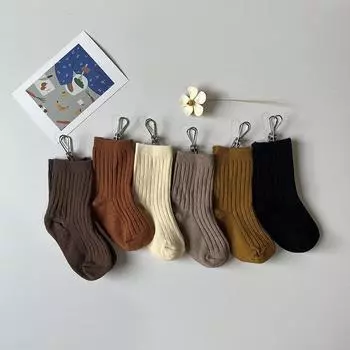 Детские школьные носки, модные однотонные полосатые носки до середины икры для маленьких мальчиков и девочек, ретро весенне-осенние хлопковые детские носки S