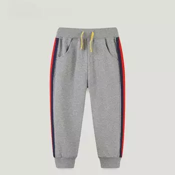 Детские штаны, детские спортивные штаны для мальчиков, модные хлопковые спортивные штаны с плетеной лентой для мальчиков, детские брюки на эластичной резинке на талии 2Y серый