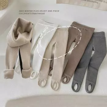 Детские штаны для детей от 1 до 14 лет, однотонные колготки для девочек, колготки с меховой подкладкой, узкие леггинсы для девочек L/5-8Y