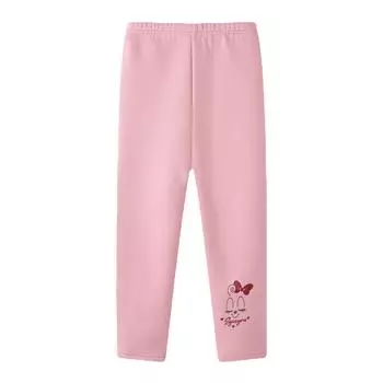 Детские штаны для девочек, детские леггинсы, хлопковые плюс бархатные теплые леггинсы с эластичной резинкой на талии, брюки для девочек 2–8 лет 100 розовый