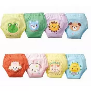 Детские штаны из чистого хлопка для девочек, водонепроницаемые штаны для приучения к горшку, детские штаны с героями мультфильмов, многоразовые детские штаны, 4 слоя, водонепроницаемые, для малышей 100CM разноцветный