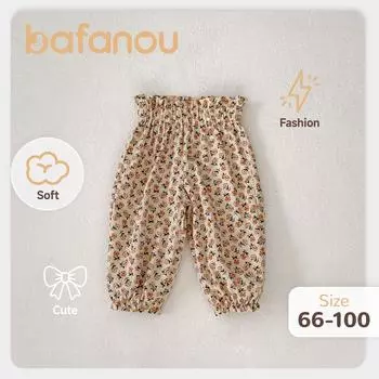 Детские штаны с цветочным принтом для девочек, хлопковые брюки для младенцев, летние штаны для девочек, bafanou 64104 66cm(3-6M)