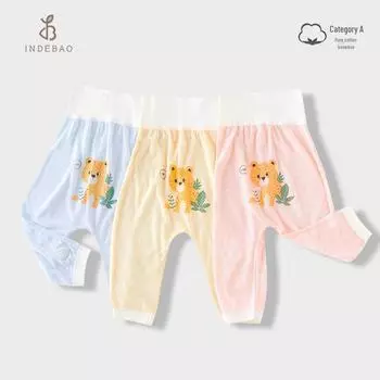 Детские штаны с рисунком и высокой талией: Летняя тонкая, антимоскитная, универсальная пижама для мальчиков и девочек 73 cm красный