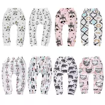 Детские штаны с защитой от комаров на четыре сезона, мягкие тонкие шаровары, детские спортивные штаны, дышащие брюки с геометрическим рисунком, детская одежда S