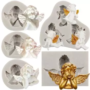 Детские силиконовые формы для помадки «Ангел», формы для детского душа, украшения торта, кексов, конфеты, шоколадная жевательная резинка, формы для пасты белый
