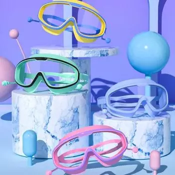 Детские силиконовые очки для плавания ярких цветов для мальчиков и девочек, водонепроницаемые противотуманные HD прозрачные очки для плавания в большой оправе