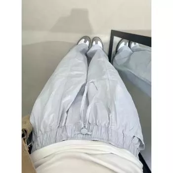 Детские синие комбинезоны для женщин, лето 2024, маленькие широкие брюки с завязками, универсальные повседневные прямые длинные брюки S белый