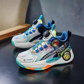 Детские синие кроссовки для мальчиков, новые повседневные туфли, сетчатая поверхность, дышащая мягкая подошва, отскок, медленный износ, противоскользящая спортивная обувь 35