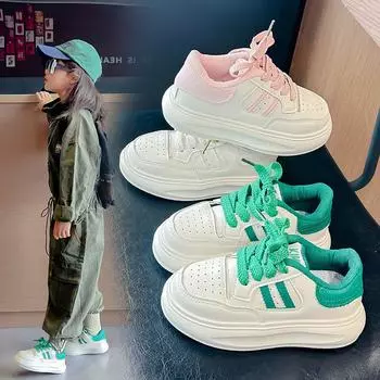 Детские сноуборд-туфли Весенние и осенние белые туфли для девочек Универсальные нескользящие кроссовки с мягкой подошвой 21 белый