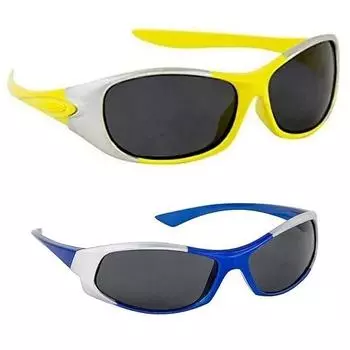 Детские солнцезащитные очки Dervin Kid s Goggles Wrap Around для мальчиков и девочек - комплект из 2 штук (3-6 лет, желтый, синий)
