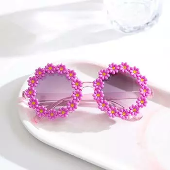 Детские солнцезащитные очки Детские круглые солнцезащитные очки-цветы для девочек и мальчиков Спортивные очки Защита от солнца на открытом воздухе синий