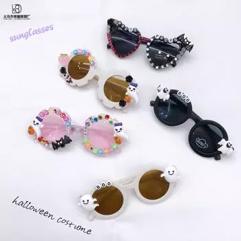 Детские солнцезащитные очки на Хэллоуин своими руками, модная одежда, вогнутая форма, для мальчиков и девочек, милые, классные детские солнцезащитные очки