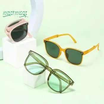 Детские солнцезащитные очки, складные, прочные шарниры, прозрачные, устойчивые к УФ-излучению, удобное хранение, реквизит для фото, декоративные складные солнцезащитные очки A