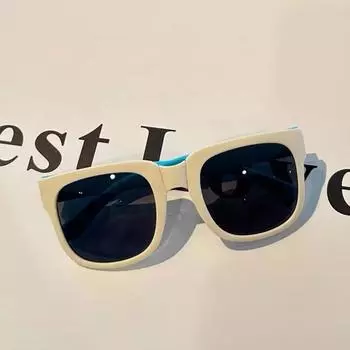 Детские солнцезащитные очки, складные солнцезащитные очки, милые фотографии для малышей, устойчивые к ультрафиолетовому излучению летние солнцезащитные очки для мальчиков и девочек чёрный