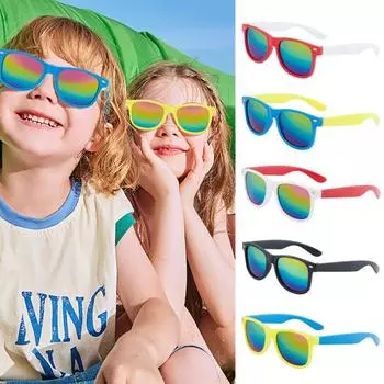 Детские солнцезащитные очки унисекс с градиентными цветными линзами, анти-УФ-блокировка, защита от солнечного света, ясное зрение, реквизит для фотосессии, уличные детские очки синий