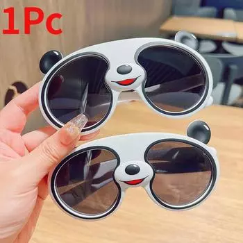Детские солнцезащитные очки в форме панды, модные солнцезащитные очки, трендовые детские очки, декор для лица, подарок белый