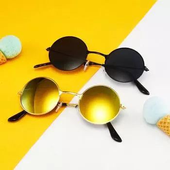 Детские солнцезащитные очки в ретро-круглой оправе - модные цветные пленочные линзы для мальчиков и девочек