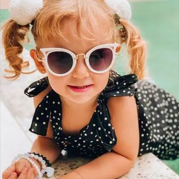 Детские солнцезащитные очки в стиле ретро «кошачий глаз» для девочек и мальчиков, пластиковые металлические солнцезащитные очки в британском стиле, автомобильные очки для снятия стресса, пляжные очки