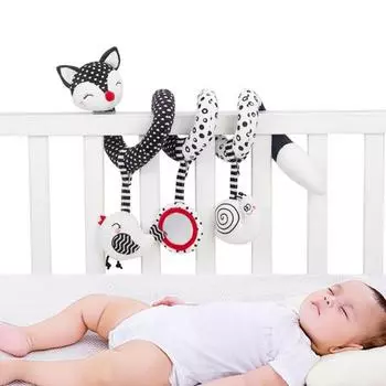 Детские спиральные плюшевые игрушки Fox Design подвесная погремушка сенсорная игрушка для детской кроватки мобильная коляска и автокресло игрушки для новорожденных чёрный