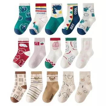 Детские спортивные носки-трубочки с милым мультяшным узором, детские мягкие удобные носки, 5 пар M