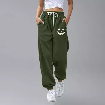 Детские спортивные штаны с принтом на Хэллоуин, градиентные, с карманом на кулиске, повседневные 110 армия зеленый
