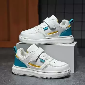 Детские спортивные туфли для сноуборда, маленькие белые туфли для мальчиков начальной школы, удобные повседневные туфли из кожи белого цвета 28