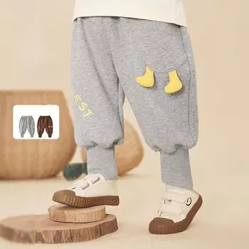 Детские спортивные универсальные повседневные брюки на весну и осень 73cm серый