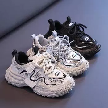 Детские средние и большие детские кроссовки Осень Мальчики Красивые толстые подошвы Pops Shoes Девочки Повседневная обувь Tide 26 серебряный