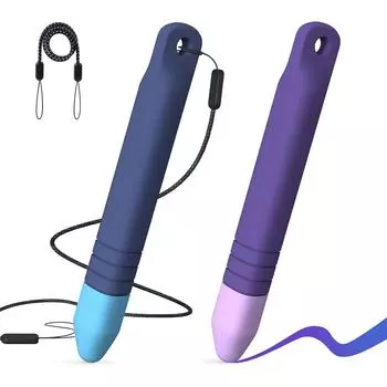 Детские стилусы с ремнями Универсальный емкостный стилус для сенсорного экрана Удобный захват Стилус-карандаш для iPad для Amazon Fire Kids синий