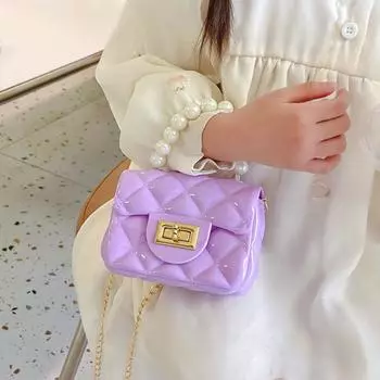 Детские сумки через плечо конфетного цвета, летняя мини-сумка через плечо, модная сумка из ПВХ для девочек в подарок чёрный