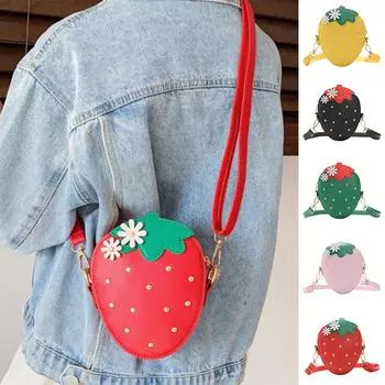 Детские сумки через плечо с милым мультяшным клубничным мессенджером для девочек One size красный