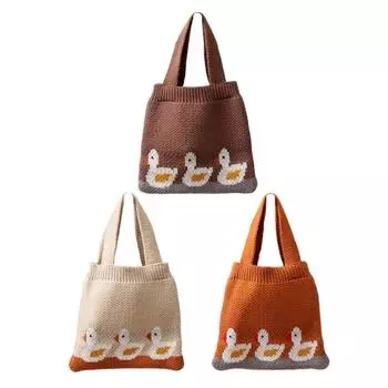 Детские сумки, милая утка с принтом, вязаная сумка на плечо
