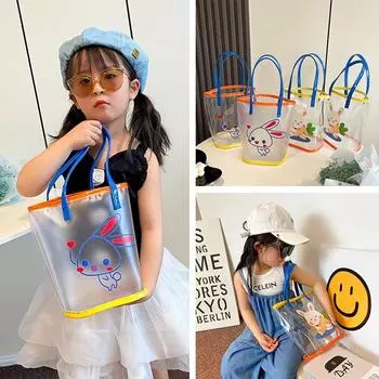 Детские сумки Новые милые сумки-желе с кроликом, детские дорожные сумки Прозрачные пляжные сумки через плечо для улицы