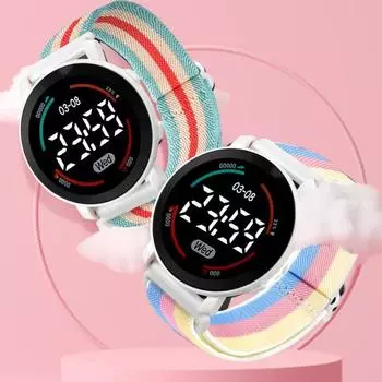 Детские светодиодные цифровые часы с круглым циферблатом, водонепроницаемые спортивные наручные часы для мальчиков и девочек, модные электронные часы