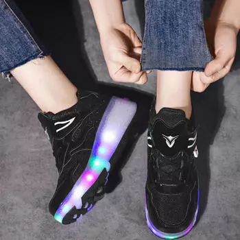 Детские светодиодные роликовые коньки, перезаряжаемые коньки, кроссовки для мальчиков и девочек, подарок на день рождения 23.5cm