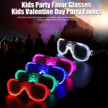 Детские светящиеся в темноте очки с 3 режимами освещения, светящиеся оправы, работающие от батареек, в форме сердца, для косплея