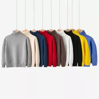 Детские свитера осень-зима хлопковая линия для мальчиков и девочек пуловер водолазка укороченный свитер 100 небесно-голубой