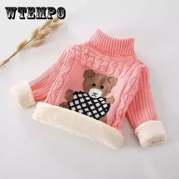 Детские свитера, осенняя и зимняя детская одежда с толстым бархатным утеплителем, вязаные свитера, шерстяные свитера, детские базовые рубашки, перчатки 80