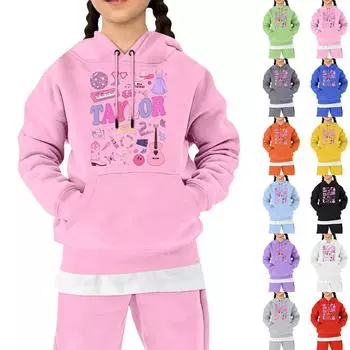 Детские свободные толстовки с длинным рукавом, блузки, повседневные модные однотонные пуловеры с капюшоном, толстовки с карманом 110 чёрный