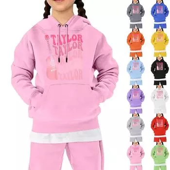 Детские свободные толстовки с длинным рукавом, блузки, повседневные модные однотонные пуловеры с капюшоном, толстовки с карманом 110 чёрный