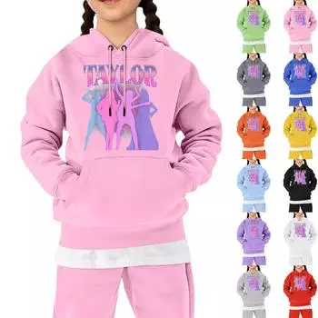 Детские свободные толстовки с длинным рукавом, блузки, повседневные модные однотонные пуловеры с капюшоном, толстовки с карманом 110 чёрный