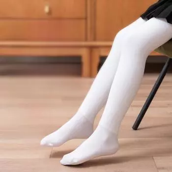 Детские танцевальные колготки для практики: Белые балетные леггинсы в весенне-осеннем стиле S (Height 90-110cm)