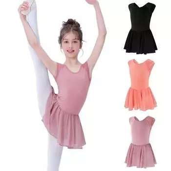 Детские танцевальные костюмы, шифоновое балетное платье без рукавов, костюмы 110