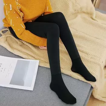 Детские танцевальные носки из бархата 900D с многослойной подошвой, осень/зима Size L (120-140 cm tall) чёрный