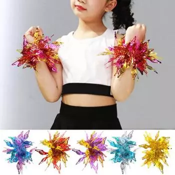 Детские танцевальные запястья, декор в виде цветов и бабочек, яркие цвета, эластичная резинка, браслет, детская одежда для выступлений, аксессуары для вечеринок золотистый