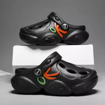 Детские тапочки Baotou с отверстиями, средние и большие, детские, на толстой подошве, нескользящие, детские тапочки, пляжные сандалии для мальчиков 30 серый