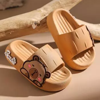 Детские тапочки Capibara на лето, милые тапочки унисекс для дома и ванной для малышей и детей постарше 24-25 кофейный